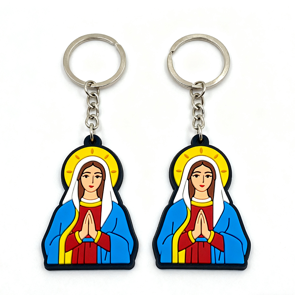 2025 Low Moq Custom 2D Rubber Christian logo Custom Charms Souvenirs Gift Keychain Ring Cartoon Accessories for Keychains