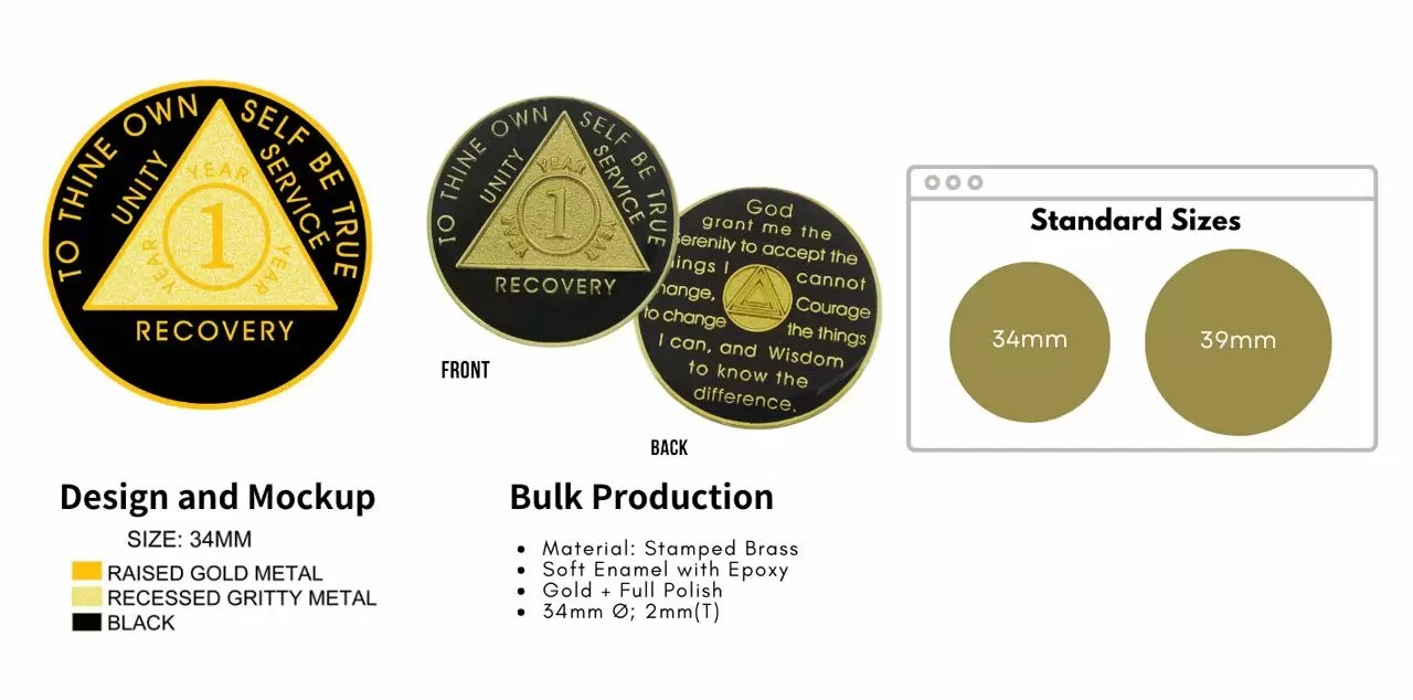 Sobriety Coin Sizes