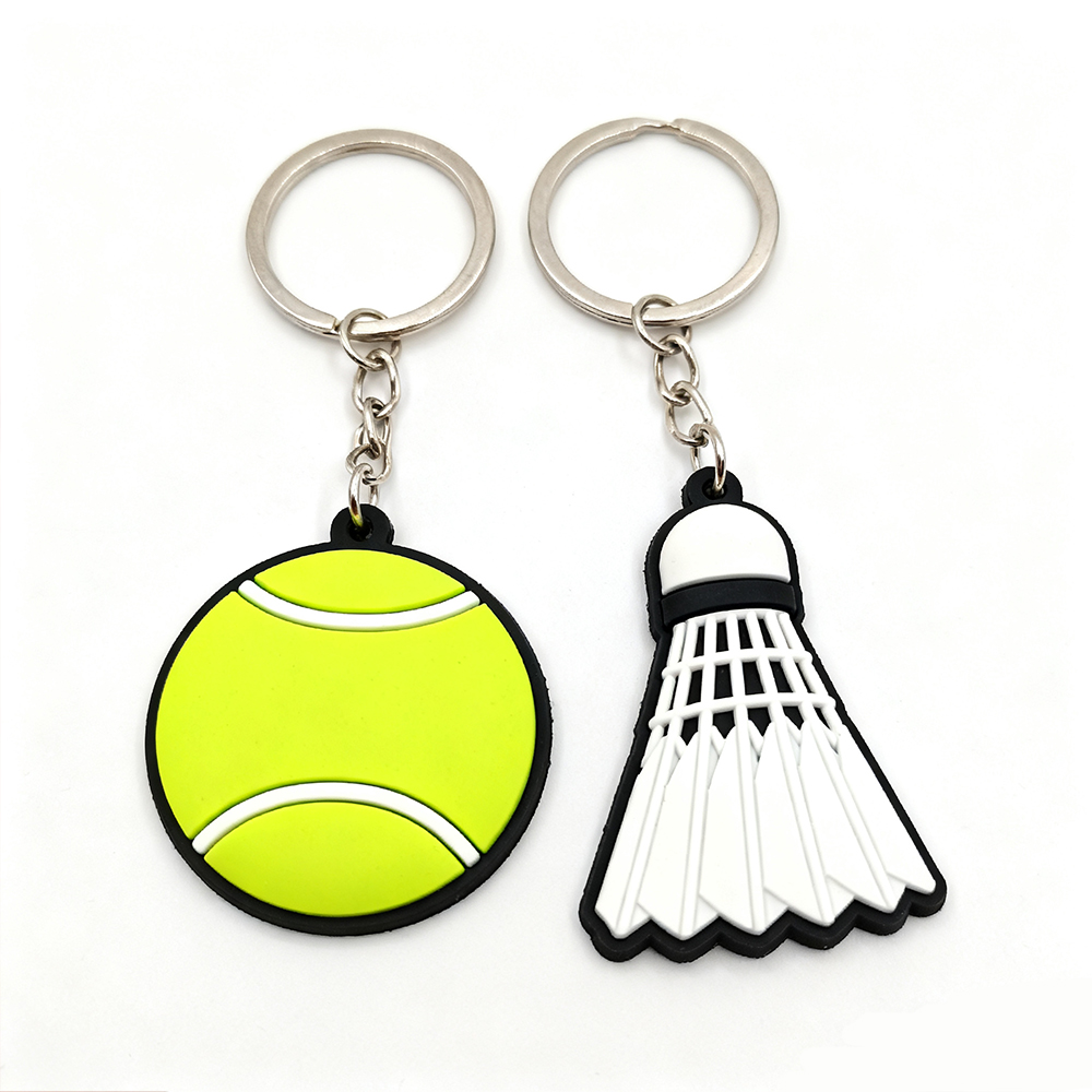Soft PVC Tennis Badminton Keychains Wholesale Durable Promotional Key Rings Bulk Personalized Corporate Gifts