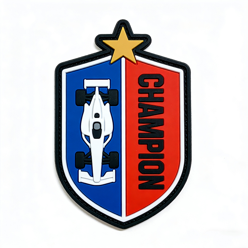 Custom Logo 3D Heat Press Racing Car F1 Transparent Silicone PVC Soft Rubber Patches Iron-on Labels for Hats Custom logo Velcro