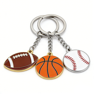 Manufacturer Personalized Cricket Volleyball Golf Soccer Football Basketball Baseball Rugby Sport Key Ring Key Chain Keyrings Keychains Custom Sports Keychain