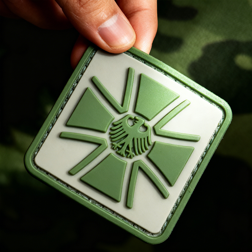 German Veteran Style PVC Patch Durable Soft Rubber Badge Tribute Emblem with Hook Backing for Apparel Gear and Accessories