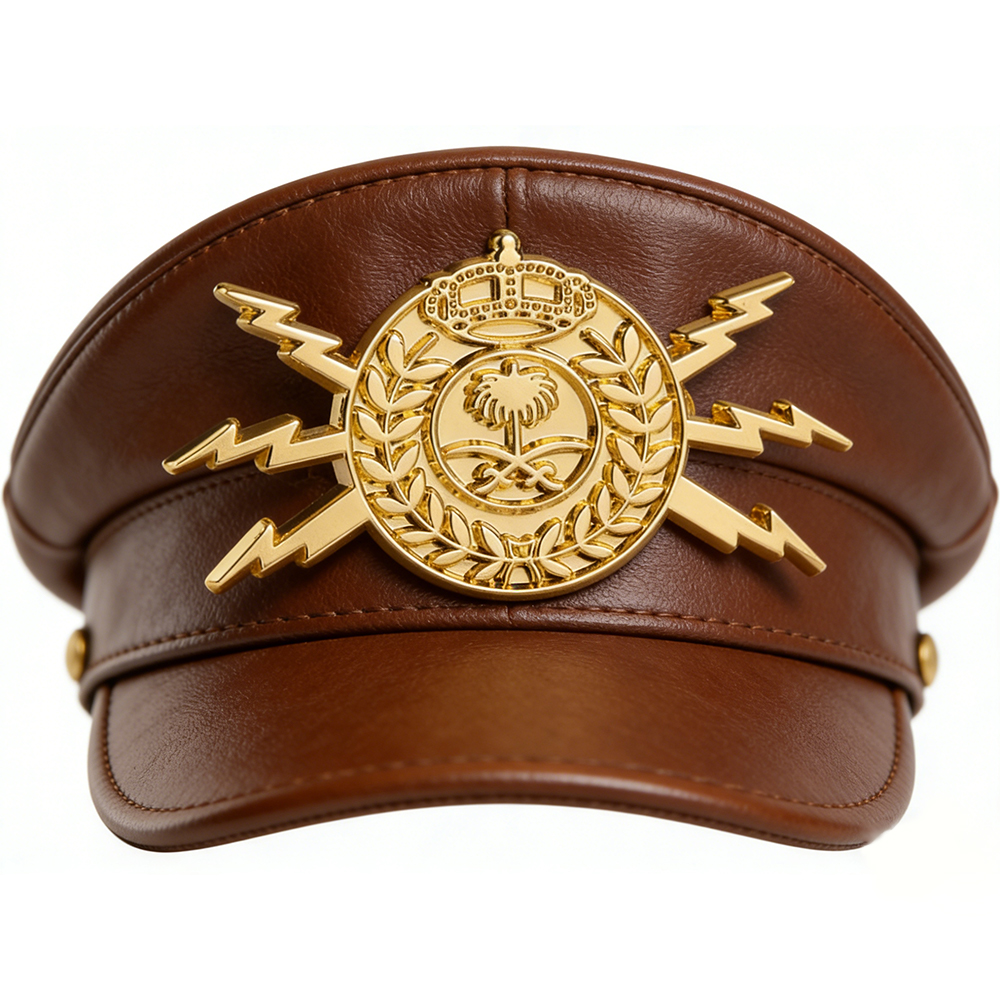 Custom Qatar Military Navy Logo Hat Emblem, 3D Gold Plating Saudi Arab Palm Tree Hat Metal Badge