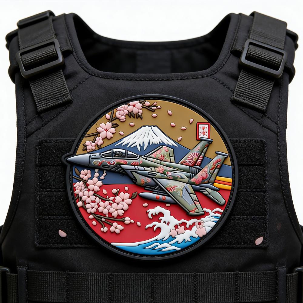 Japanese Fuji Sakura Landscape PVC Patch Colorful Jet Artwork Soft Rubber Emblem for Clothing Bags Accessories Decoration
