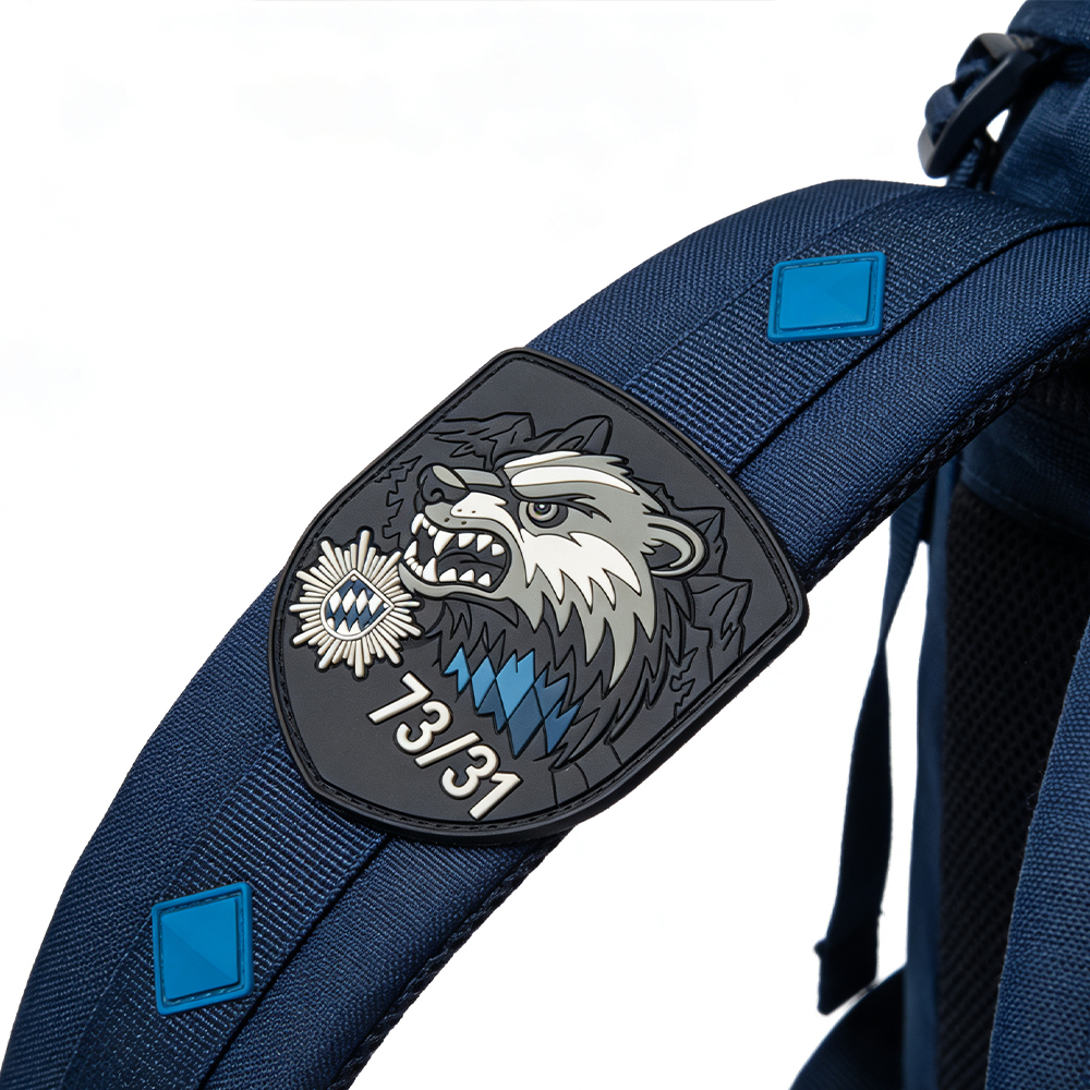 Bavaria Germany Region PVC Patch Custom Fierce Beast Emblem with Mountain Background and Blue White Pattern