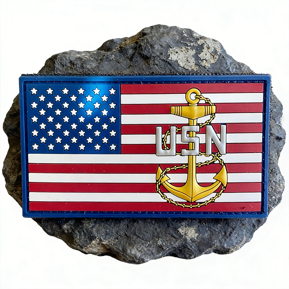 USA USN Navy Style PVC Patch American Flag Anchor Emblem 3D Soft Rubber Patch for Gear Bags Jackets