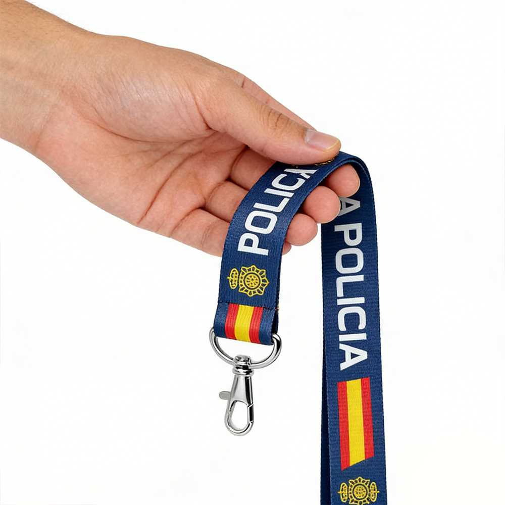 Custom Police Lanyard Spain for Identification Badge Key Holder and Duty Use OEM