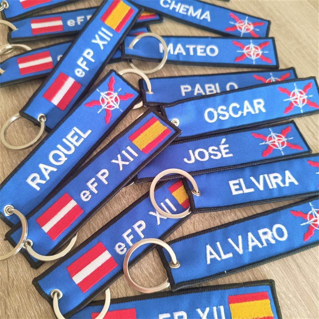 High Quality Spain Police Embroidery Key Tag Custom Fabric Keychain Wholesale OEM