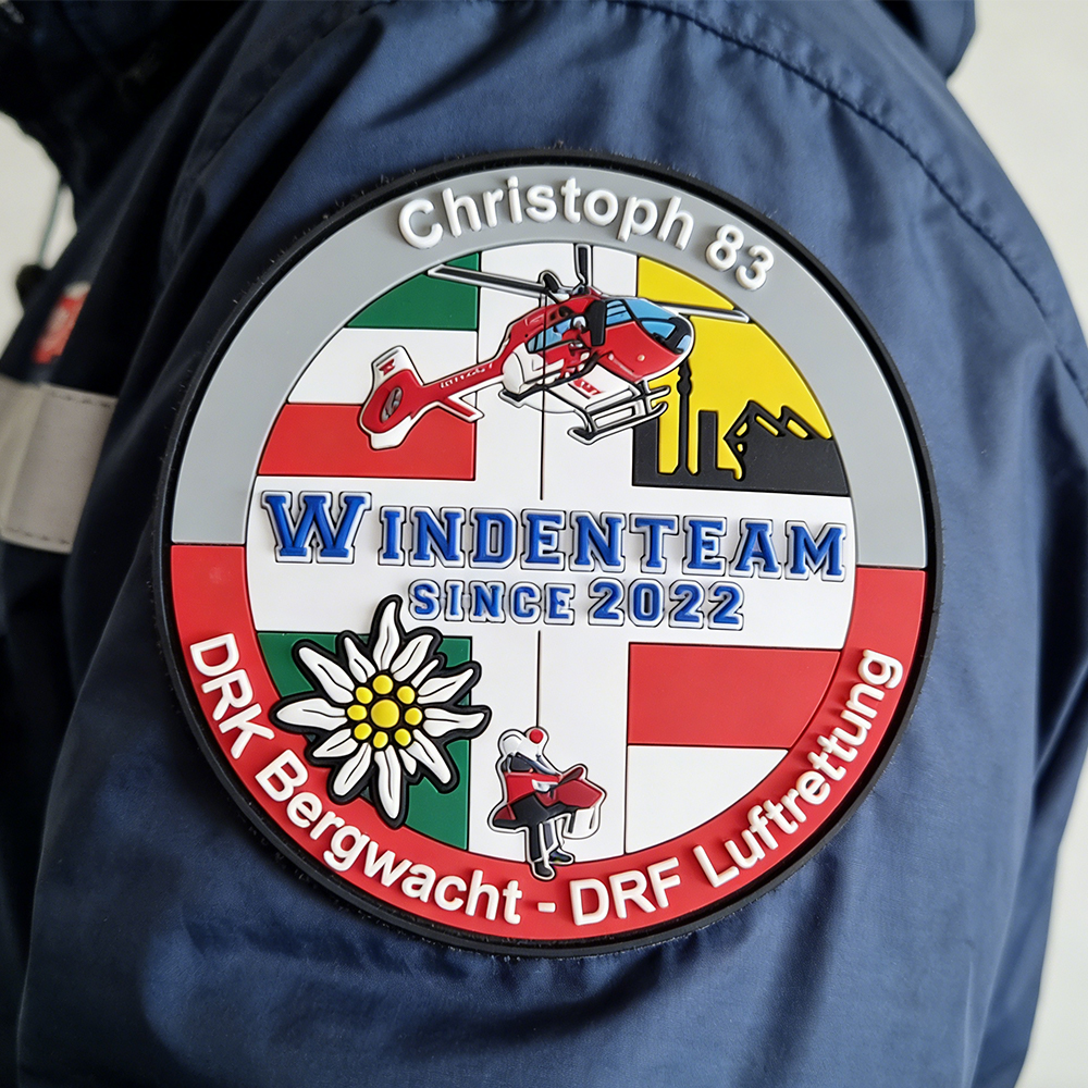 Germany Christoph 83 Windenteam PVC Patch DRK Bergwacht DRF Luftrettung Custom Soft Rubber Rescue Emblem Since 2022