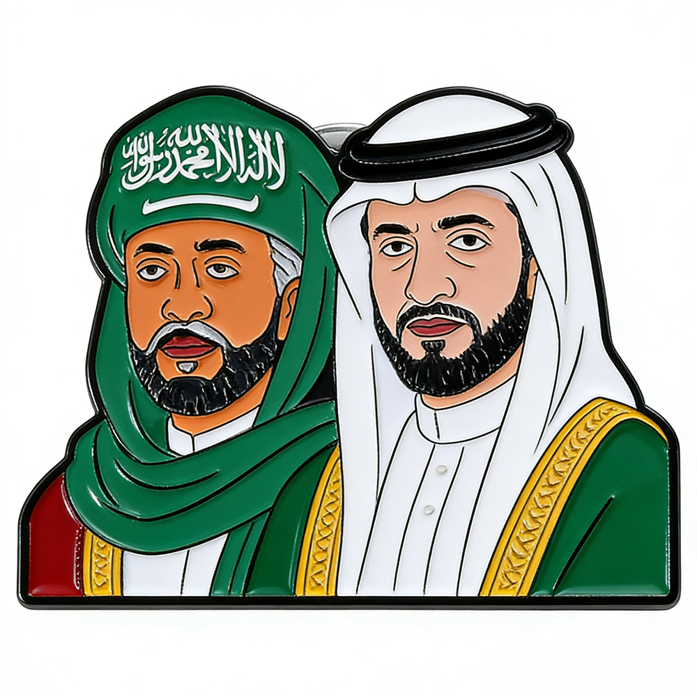 High Quality Black Metal Soft Enamel Saudi Arabia Pin National Day Souvenir Gifts Custom Brooch Pins Magnet Badge