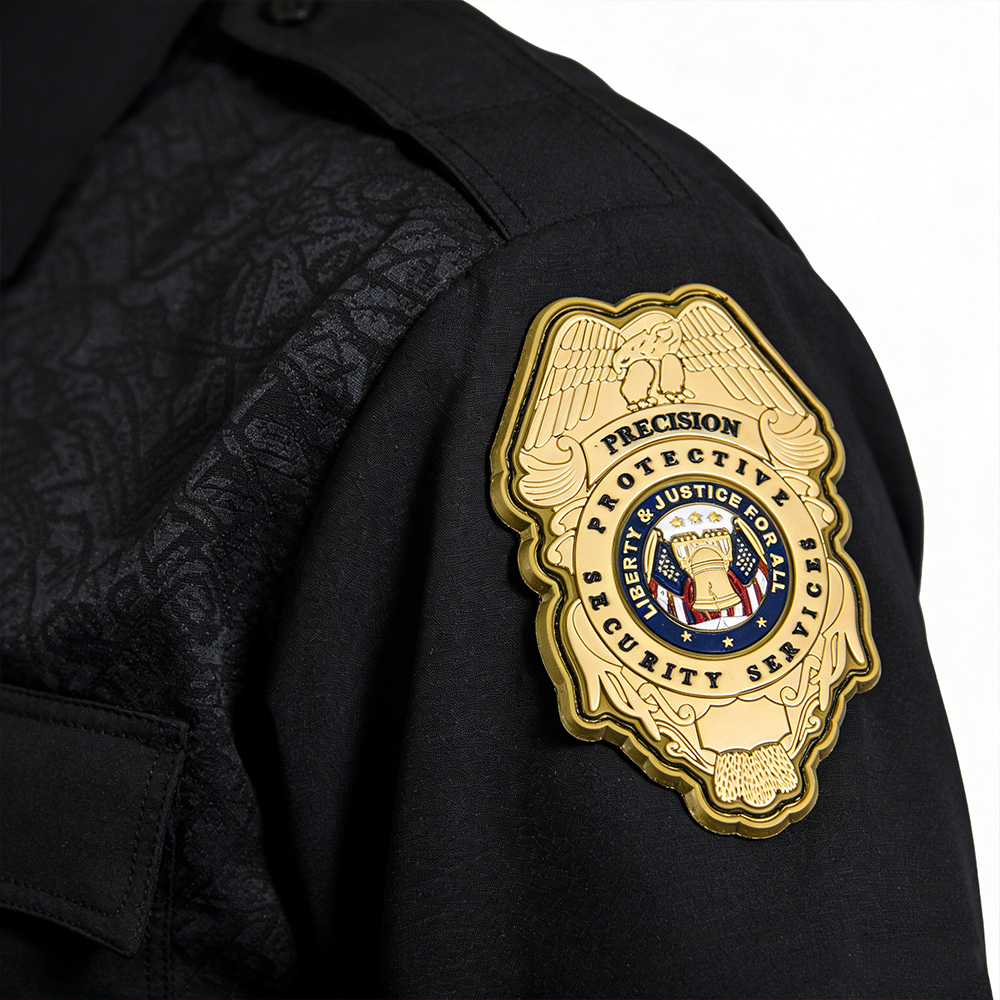 USA Precision Protective Security Service PVC Patch Gold Badge Design Durable Soft PVC Emblem