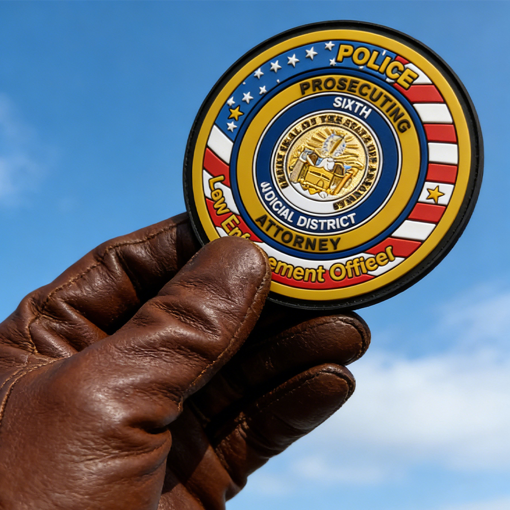 United States Circular PVC Patch Custom Law Theme Emblem Durable Soft Rubber Patch for Jackets Bags Collectibles