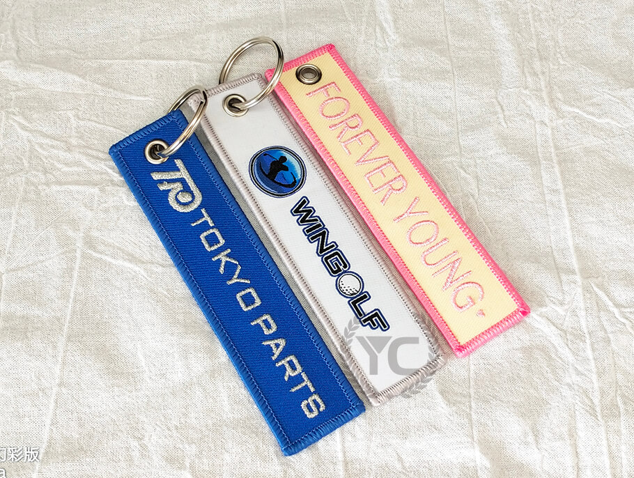 Fashion personalized custom embroidery woven key chain strap keychain