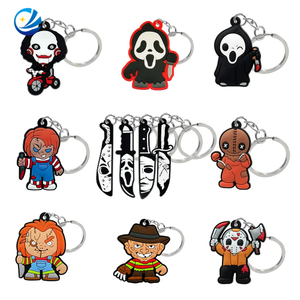 Factory Direct Customized Ready to Ship Wholesale Skeleton Key Ring 2D Rubber Key Chain Halloween Horror Movie Soft PVC Keychain