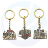 custom 3D buildings embossing logo enamel antique bronze metal qatar souvenir keychain keyring
