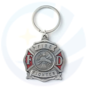 custom antique silver enamel 3D fire alarm metal keychain