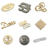 Wholesale Cheap Zinc alloy 2 hole engraved brand logo custom metal tags plates labels for shoes / cloth / bags / swimwear