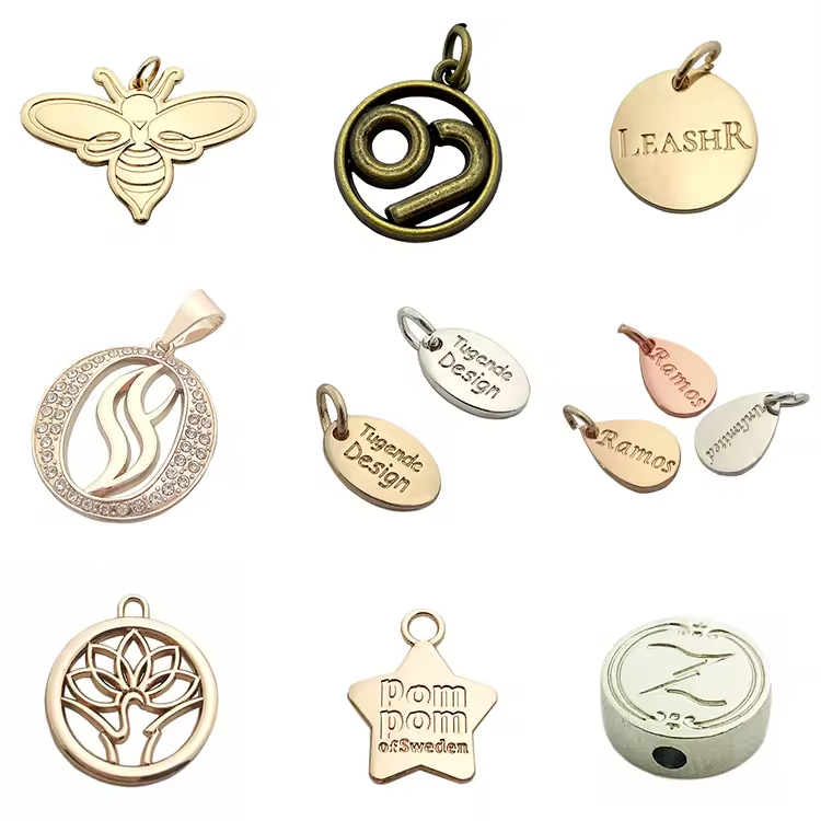 Clothing accessory custom engraved brand logo sew metal labels tag for garments / swimwear