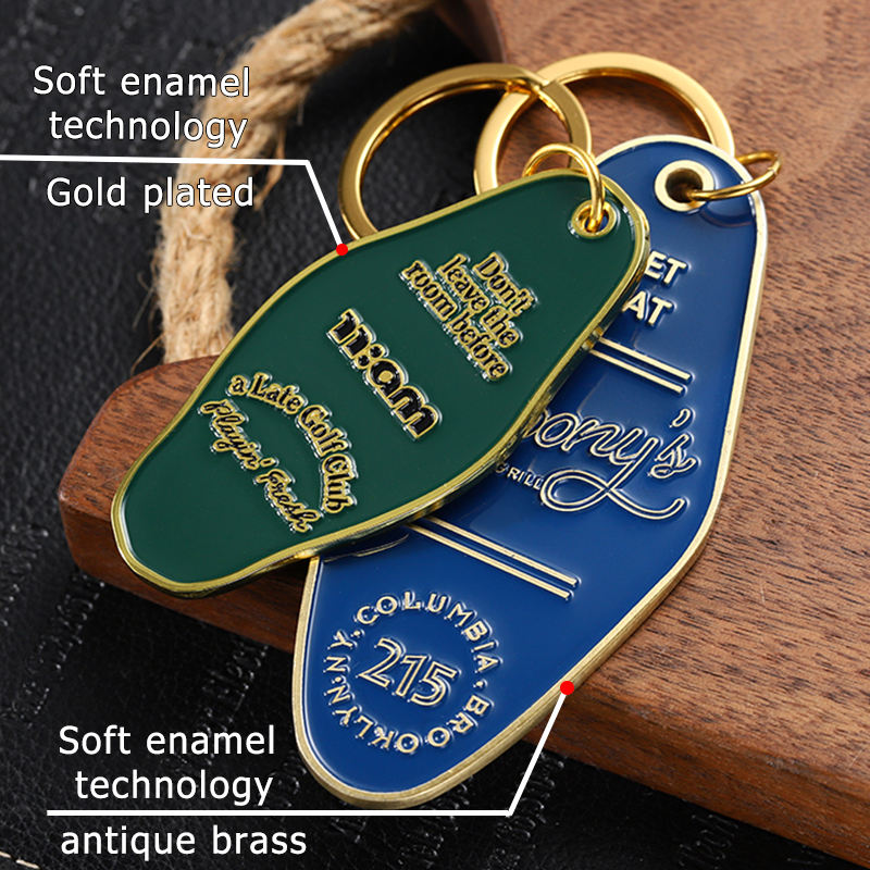 2d 3D Letter Motel Hotel Keychain Metal Alloy Enamel Key Chain for Trip Souvenir Gifts