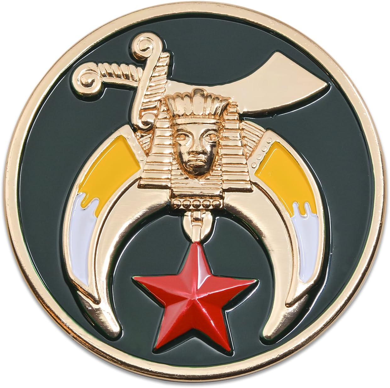Factory Custom Art Craft Soft Enamel Masonic Shriners Car Auto Emblem Lapel Button in Gold Tone and Color Enamel Badge