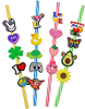 Popular soft pvc reusable fit 6-8 mm straw flower plant butterfly straw topper charms