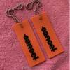 Embossed logo transparent PVC rubber hangtag,rubber swing tag with metal ballchain
