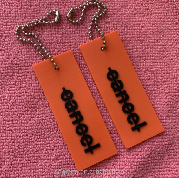 Embossed logo transparent PVC rubber hangtag,rubber swing tag with metal ballchain