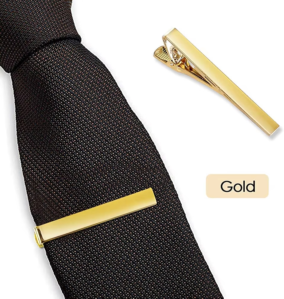 Wholesale Factory Set Clasp Custom Logo Gold Black Silver Metal Tie Bar Pin Blank Men Necktie Shirt Blank Tie Clips