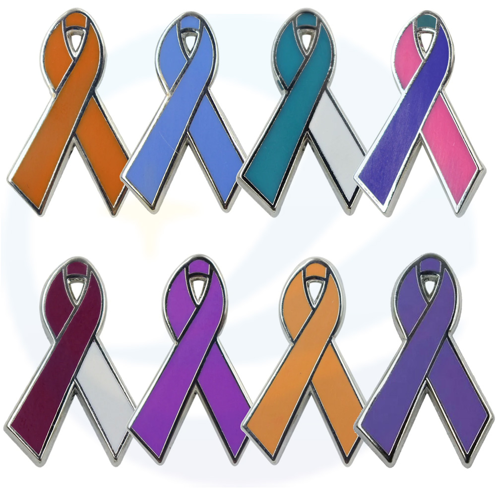 Custom Metal Detection Saves Lives Crossed Hats Brooch Badge Pink Ribbon Enamel Lapel Pin Breast Cancer Awareness Charms