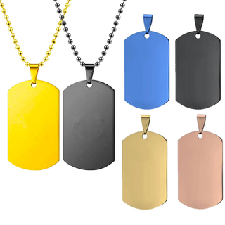 Personalized Design Black Pendant Enamel Pet ID Chain Necklace Engraved Logo Metal Blank Custom Name Stainless Steel Dog Tag