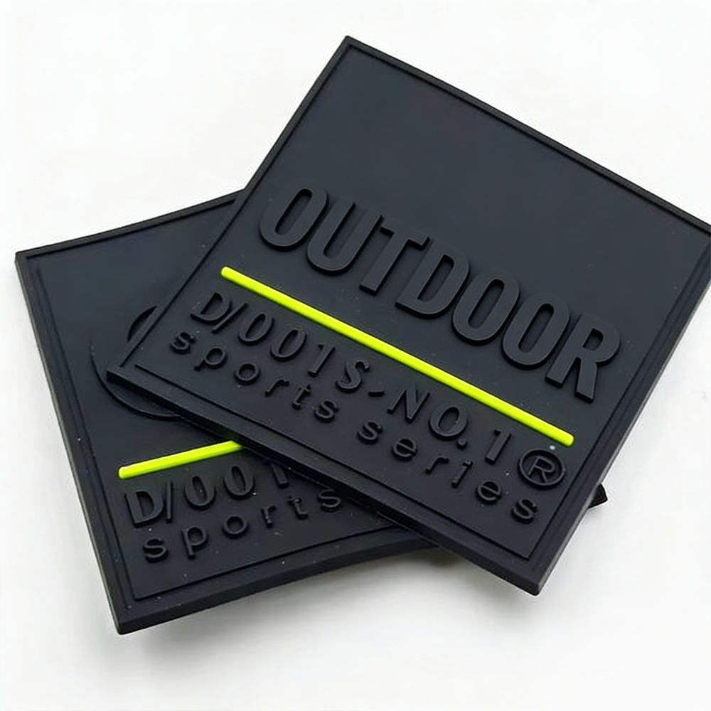 Perfect 3D Effect Solid Black PVC Rubber Patch for Pad,square Shape Company logo Silicone Rubber Label