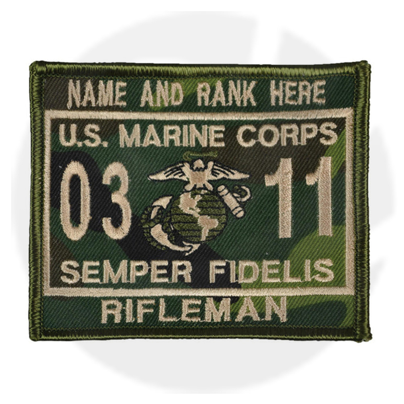 U.S. MARINE WOODLAND CAMO PERSONALIZED MOS PATCH