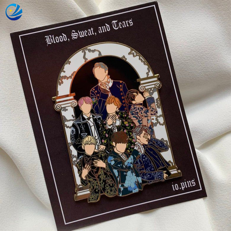 High Quality Custom Metal Heart Rose Gold Kpop Bangtan Boys Kpop Hard Enamel Pins