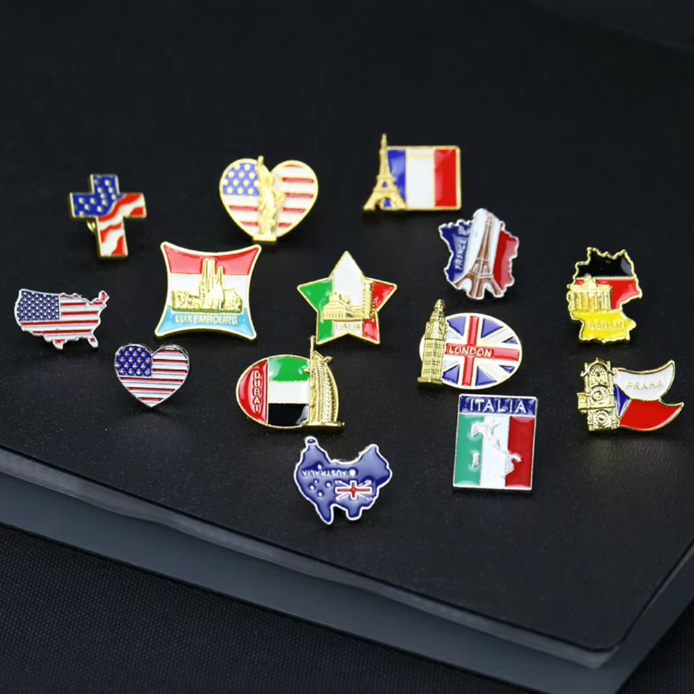 National Flag Brooch Enamel Pin, Clothes Accessories Brooch Travel Commemorative Lapel Badges