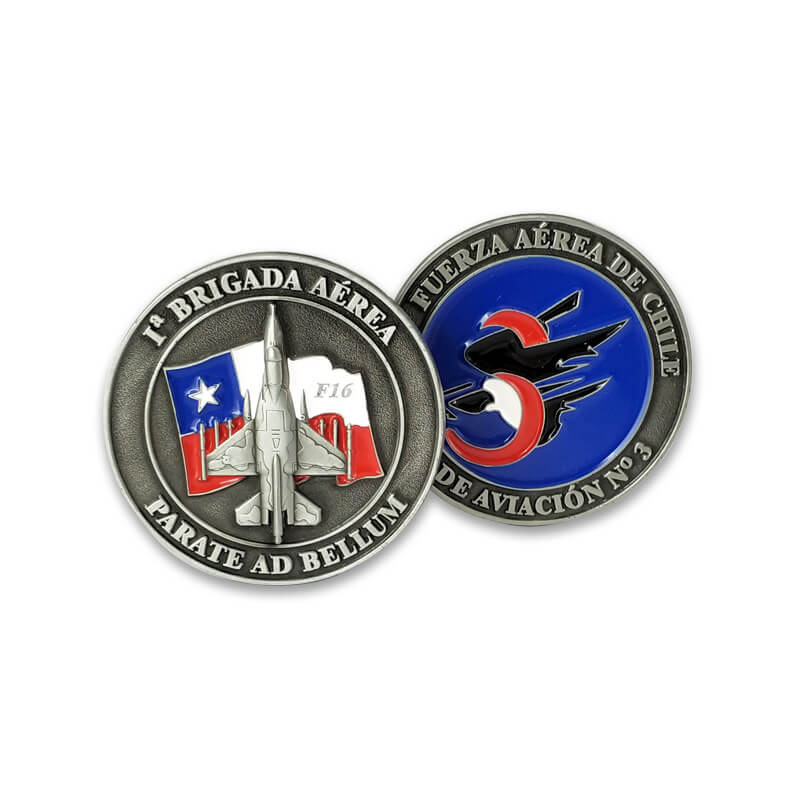 Custom Metal 3D Military Police Antique Silver Aircraft Challenge Coin 