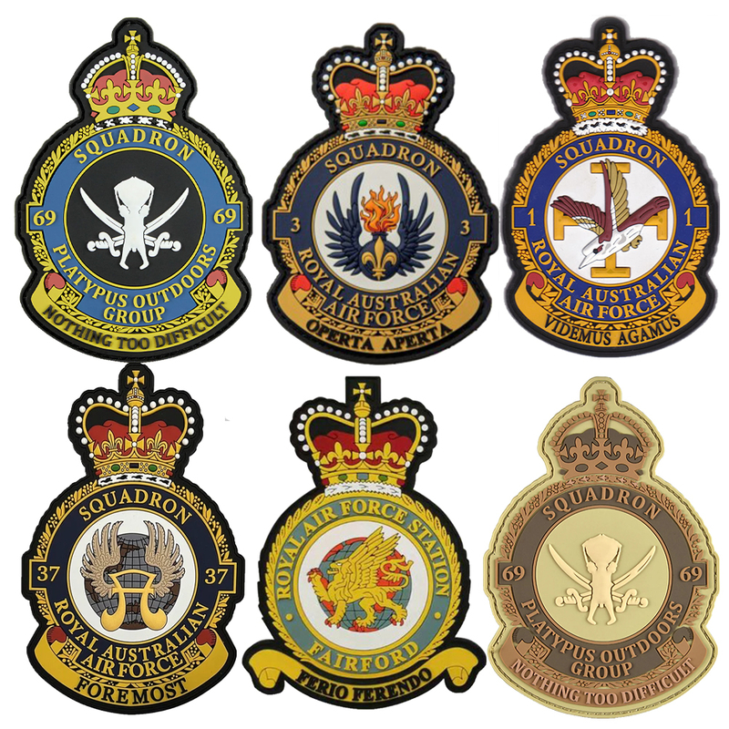 OEM Squadron Royal PVC Crest Badge Squadron Patch Official Crest Rubber Reusable Canadian Patches