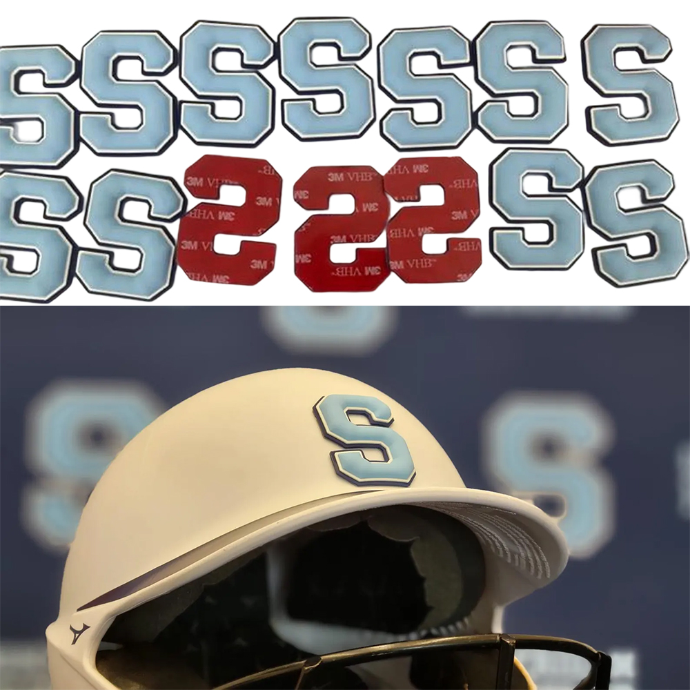 Custom 3D Helmet Decals With 3m Adhesive PVC Rubber Stick-on Patch, Baseball Helmet Stickers Softball, Hockey, Sports Logo