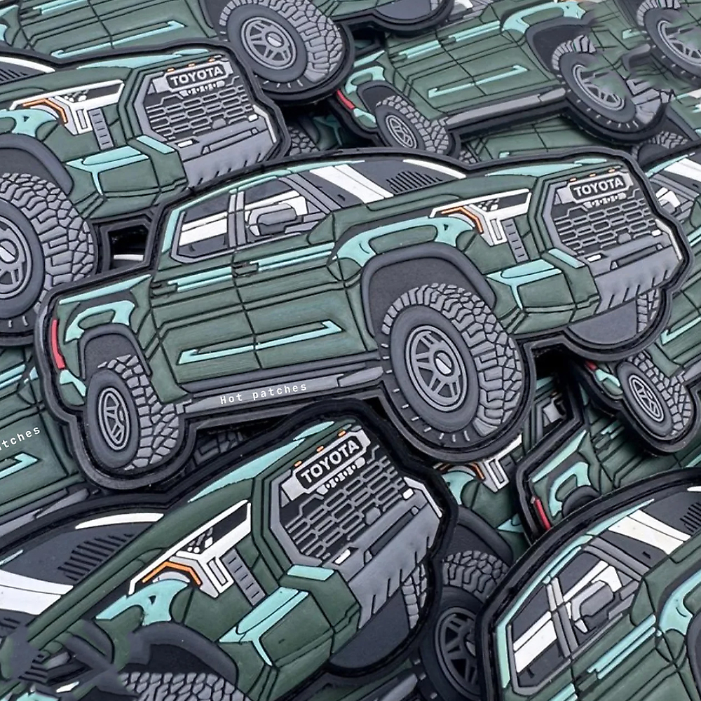Factory Wholesale Car Shape Car Iron on Patch Car Patch PVC Hook & Loop Patches 2D 3D Embossed 