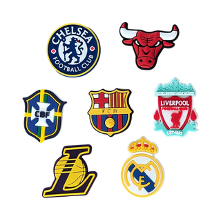 European Football Team Logo Wooden Clogs Pendant for Baseball Football Teams Shoe Decorations Club Hole Shoes Buckle Accessories