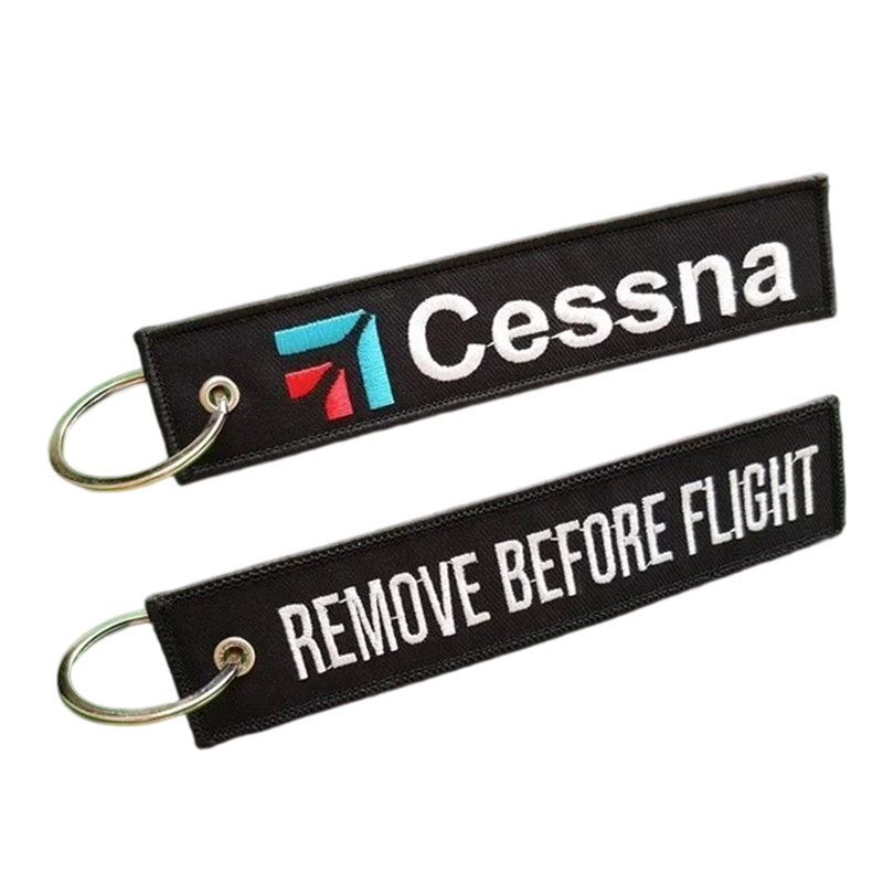 Customized Fabric Woven Both Sides Airplane Airline Jet Tag Embroidery Key Ring 3d Double Sided Logo Custom Pakistan Navy Aviation Keychain