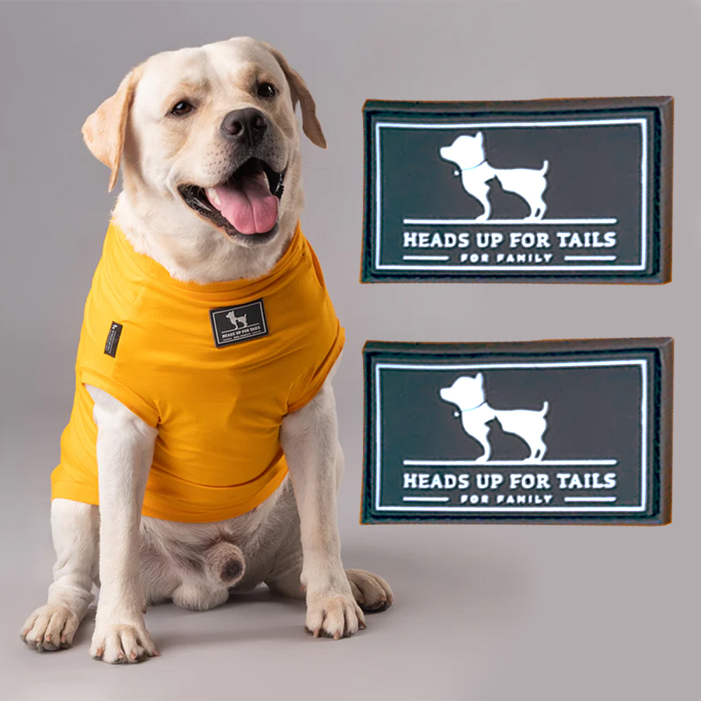 Custom 3D Embossed Soft PVC Label Rubber Patch for Dog Shirt Adhesive Waterproof Logo Custom Stick Dog Glass Pet Heart