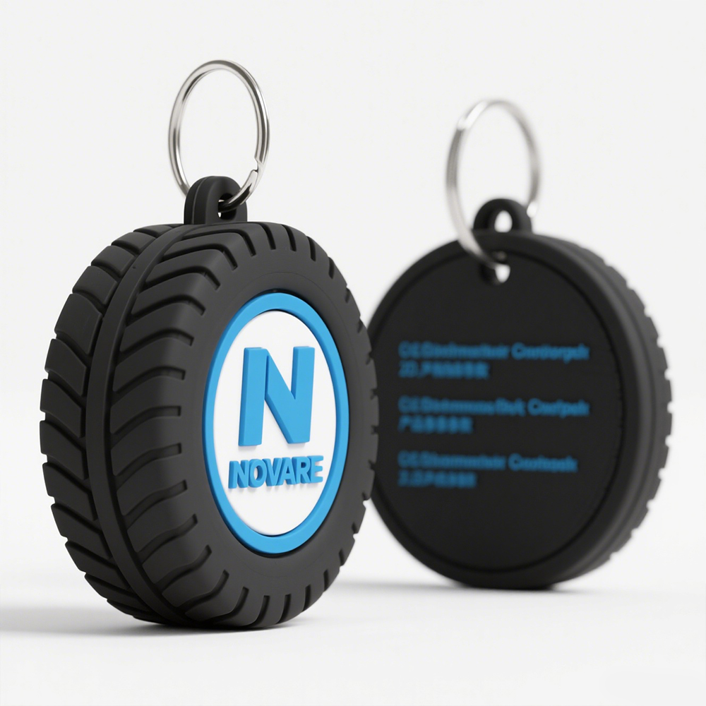 OEM Factory Custom Made Tire Shape Rubber Keychain with Logo Portable Promotional Key Holder and Carabiner
