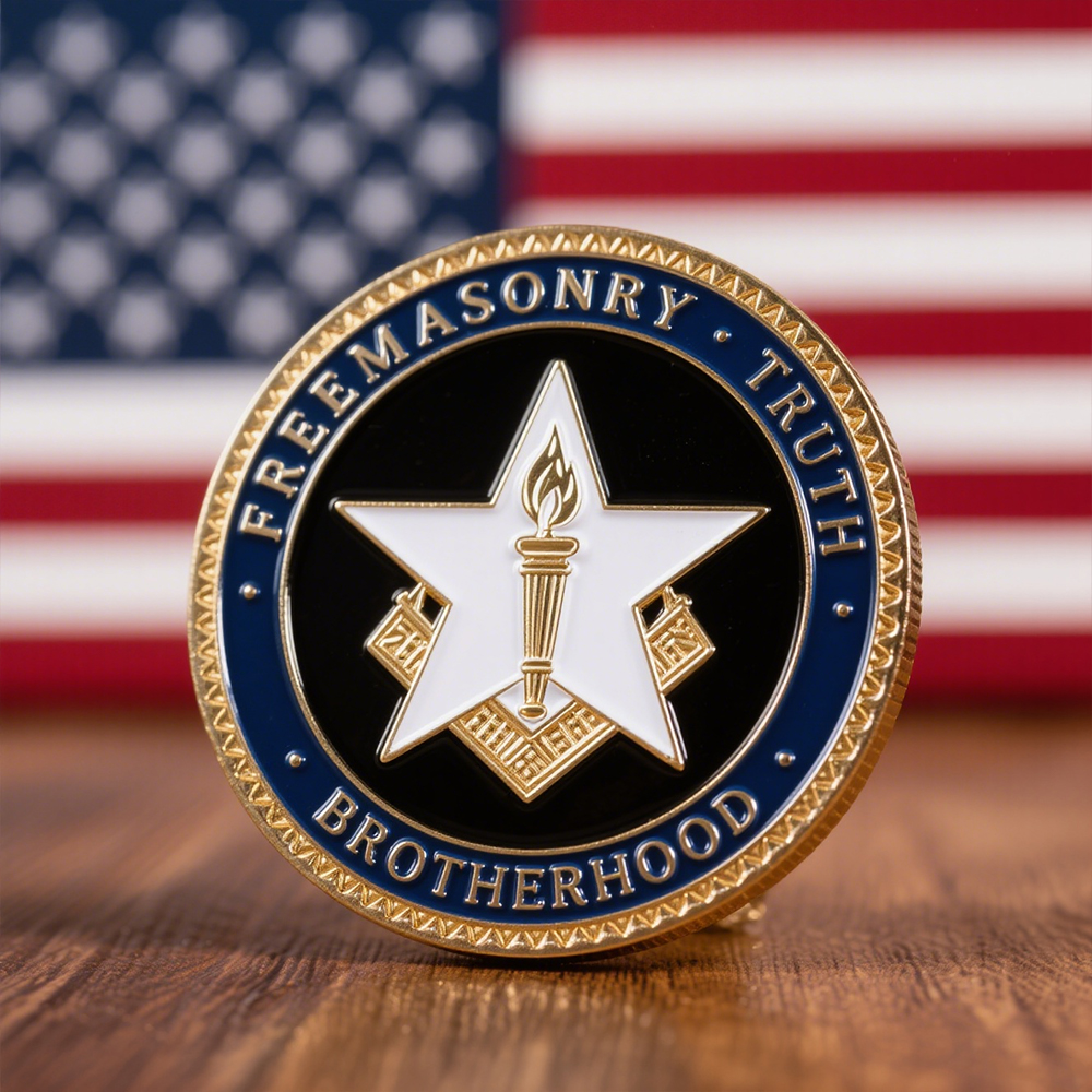 Manufacturer Custom 3D Enamel Freemason Eye Masonry Souvenir Masonic Stamping Metal Masonic Challenge Coin