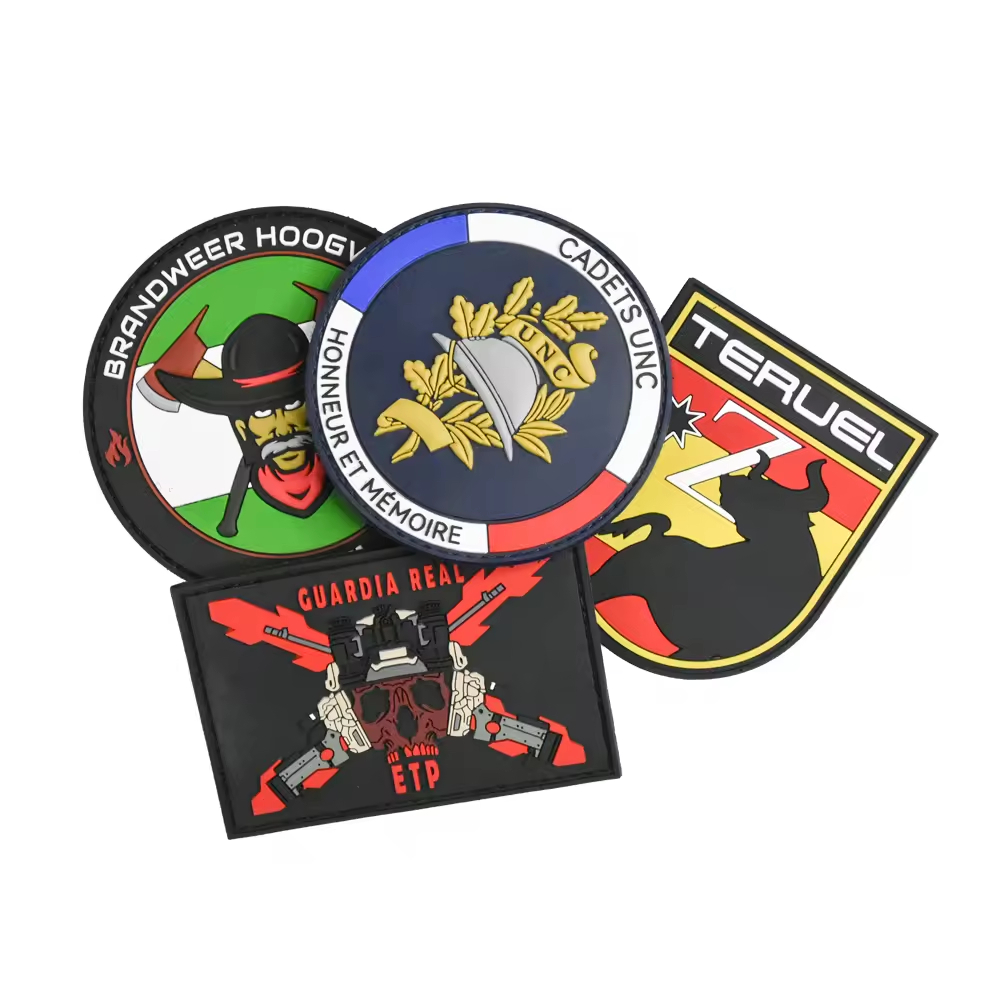 Silicone PVC Patches Hook and Loop Embossed Tactical Badges PVC Patches