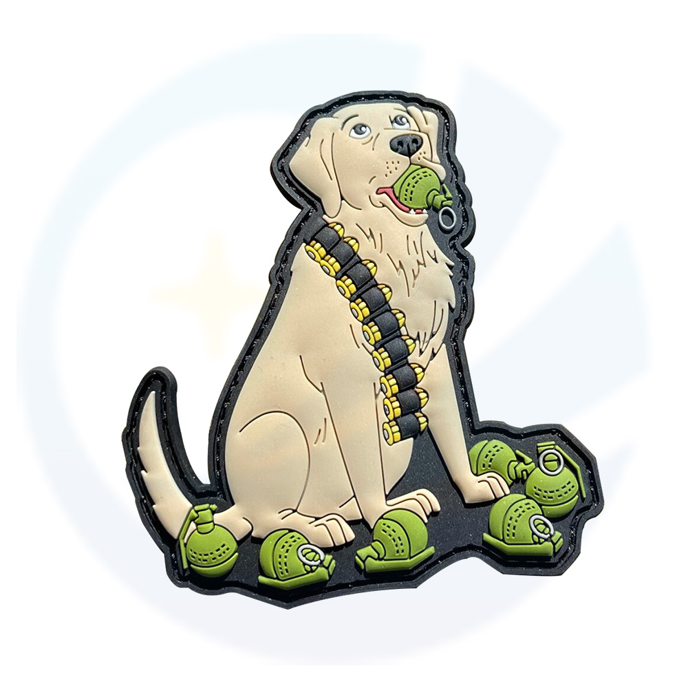 Eco-friendly Embossed Logo Silicone PVC 3D military Tactical service dog Soft Rubber Patches