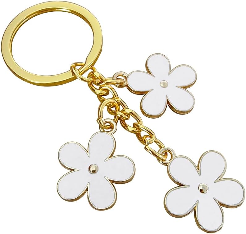 Flowers Charms Enameled Keychain Chain