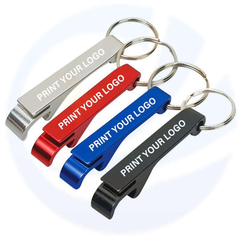 Customized Mini Portable Pocket Metal Bar Tools Bottle Opener Aluminum Key Ring Keychain Beer Bottle Opener