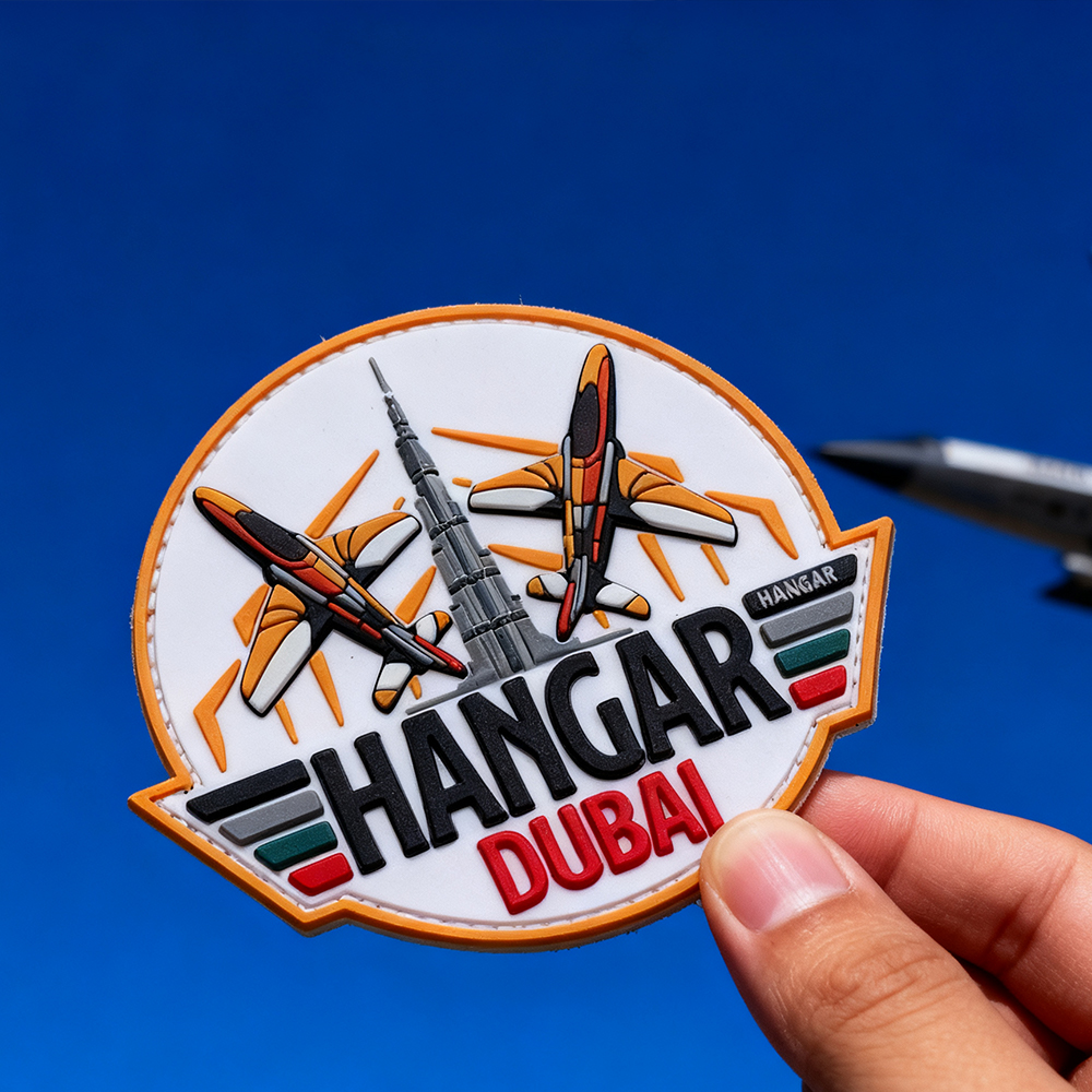 Dubai Flight Wing PVC Patch – Durable Embossed Rubber Emblem with Velcro Back