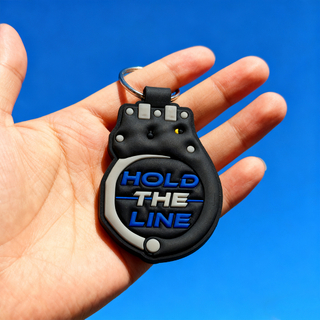 Custom Hold the Line Soft PVC Rubber Keychain Double Sided Handcuff Design Key Ring Personalized Souvenir Gift