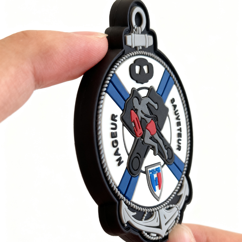 Custom Rescue Diver PVC Patch 3D Rubber Nageur Sauveteur Badge Waterproof Tactical Patch for Uniforms Jackets Backpacks